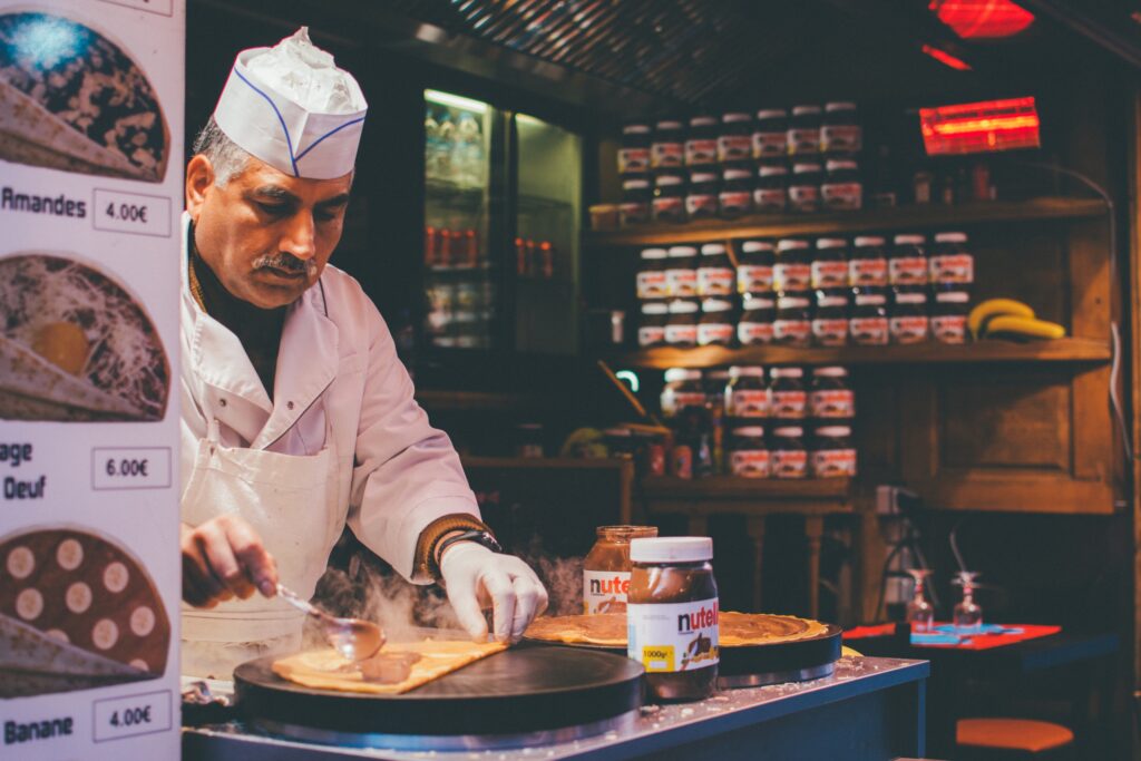 Chef cooking crepes with Nutella - Nutella Ferrero Chocolate Wholesale
